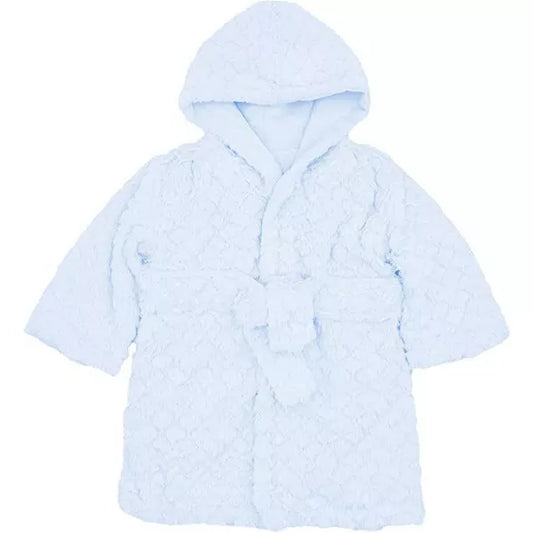 Unisex fleece robe with hood – soft and cozy loungewear for babies or toddlers.