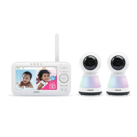 A digital video baby monitor system with a parent unit and two cameras