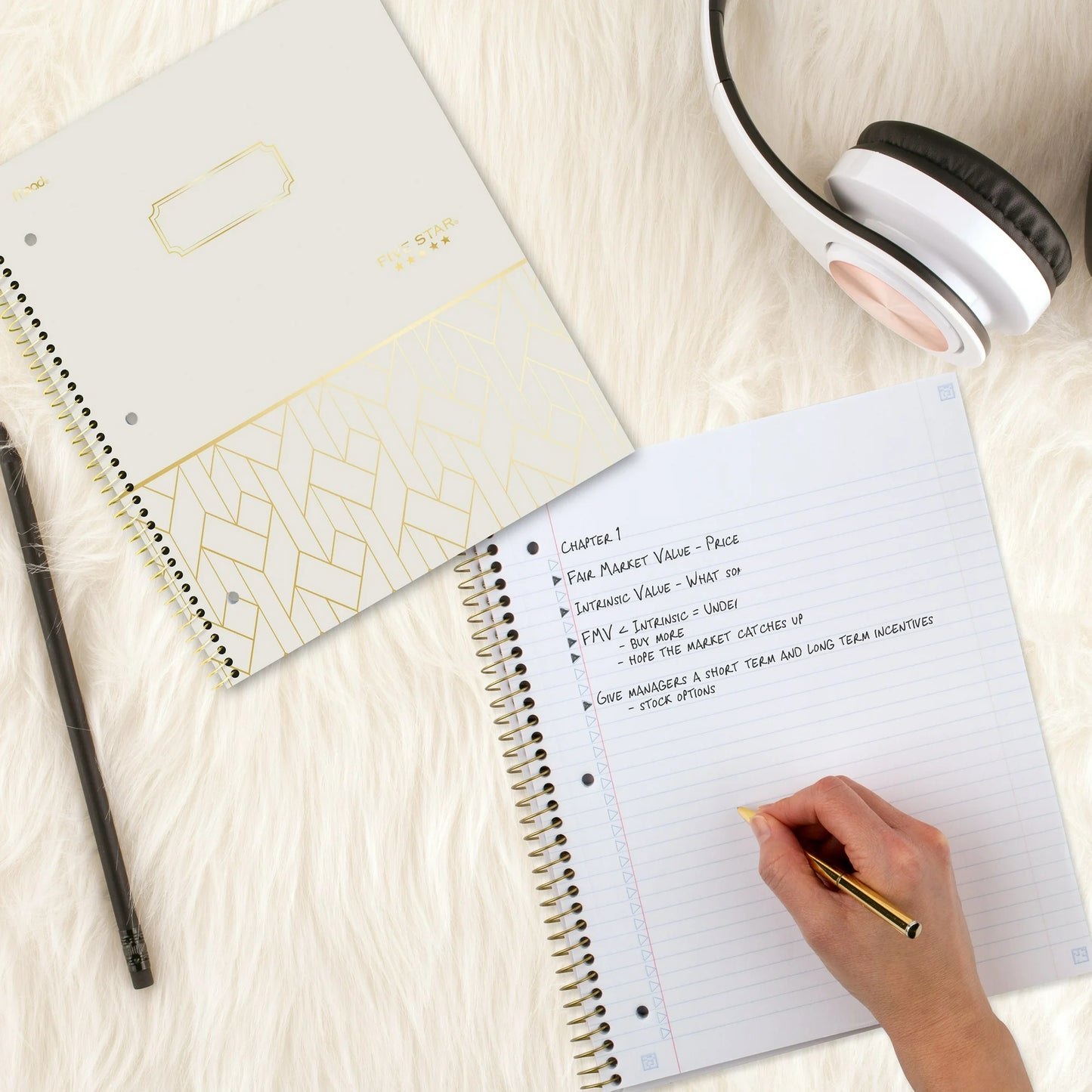 Five Star Modern Lines 1 Subject College Ruled Notebook Plus Study App, 8.5" x 11", Weave, Poly, Spiral, 80 Sheets