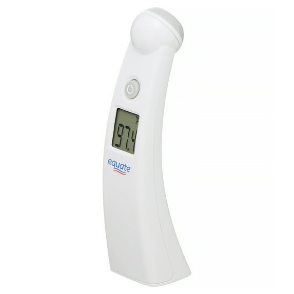 White digital thermometer with digital display on a white background