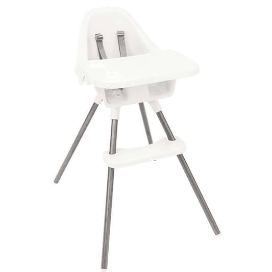 White high chair with gray legs on a white background