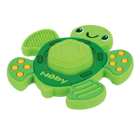 Nuby Teethe N' Pop Sensory Play Teether for Infants, Green Turtle Baby Teether
