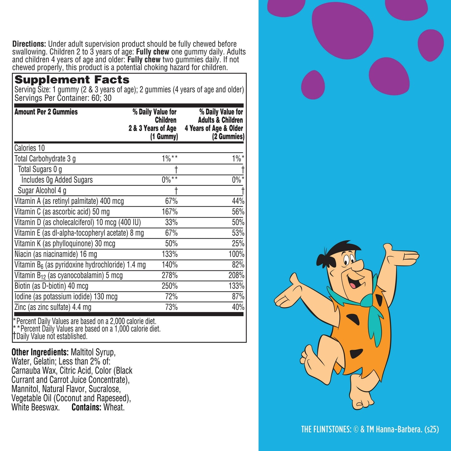 Image showing text about ingredients and details of a Daily wellness supplement product for kids