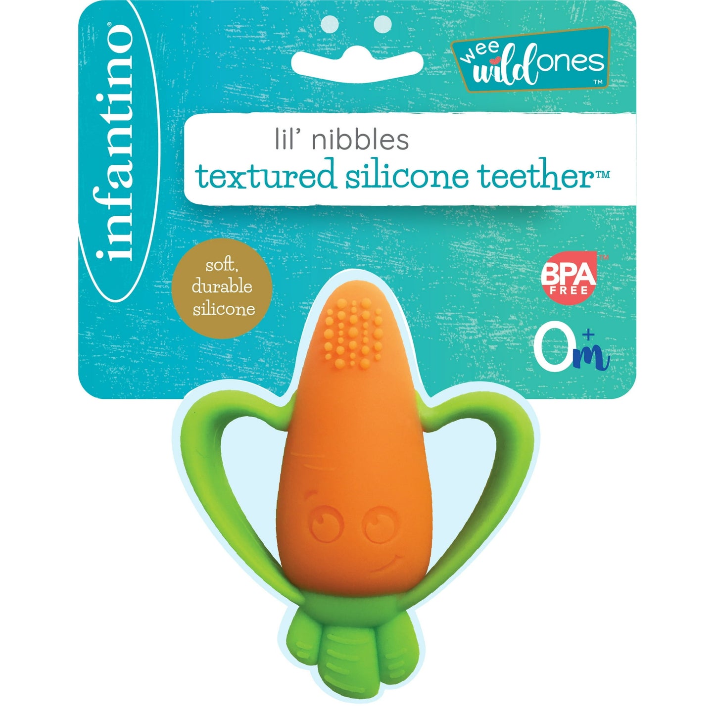 Infantino Lil' Nibbles Soft Baby Teether for Newborns & Toddlers 6-12 Months Unisex, Carrot