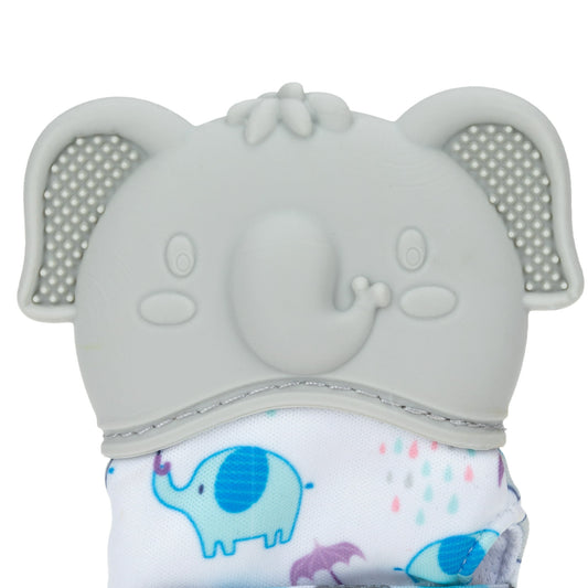 Nuby Happy Hands Baby Teething Mitten, Gray Elephant Design