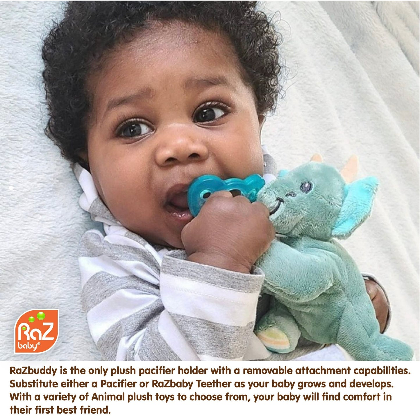 RaZbaby RaZbuddy Teether Holder - Detachable RaZberry Tan Teether Toy - For Baby 0m+ - Sloth