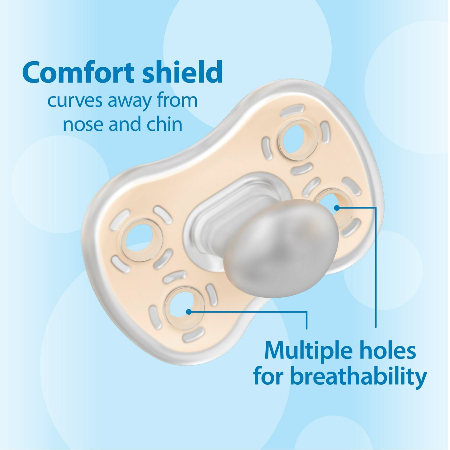 Dr. Brown's Advantage One-Piece Silicone Baby Pacifier, Fully Symmetrical, Neutral, 0-6M, 3 Pack