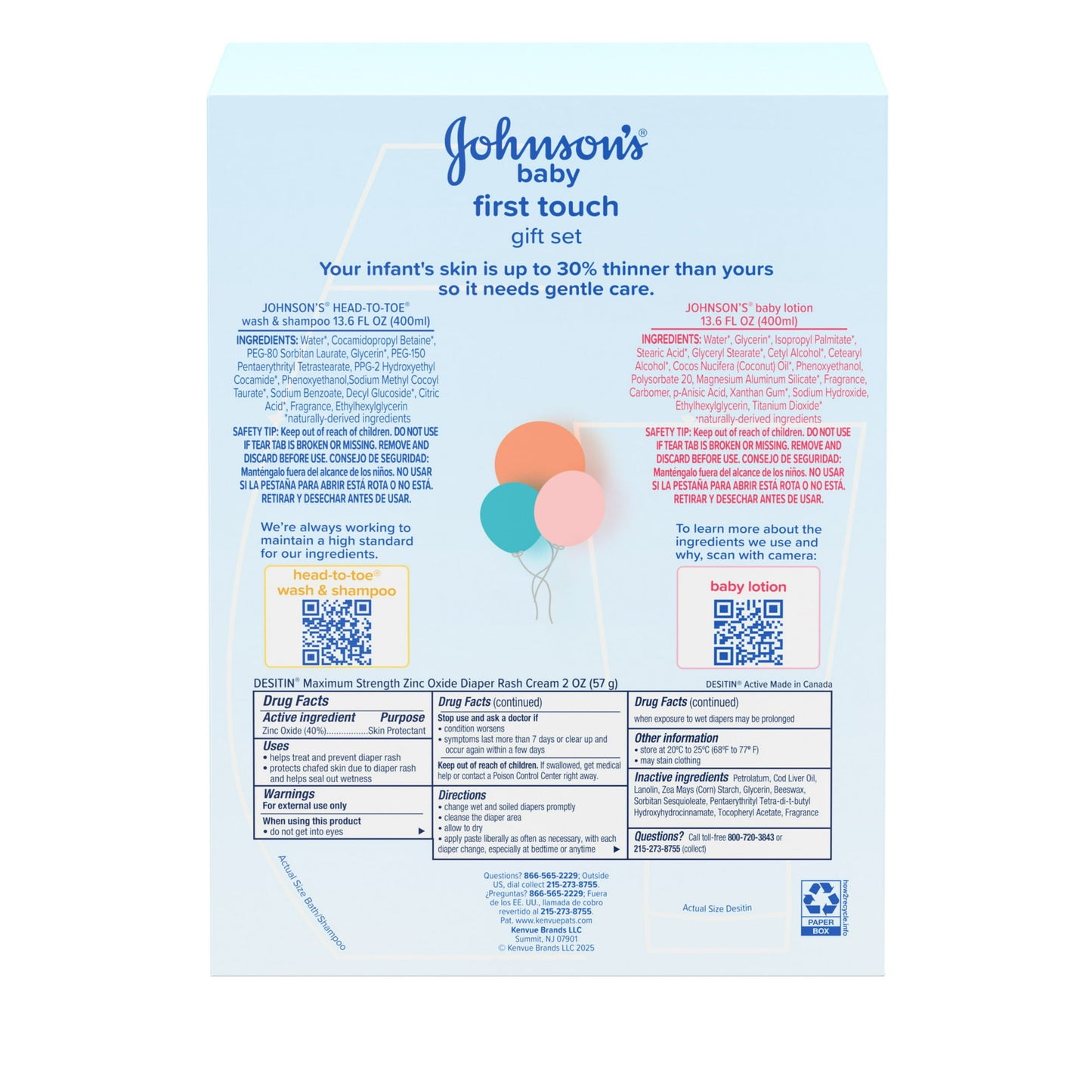 Image showing text about ingredients and details of a Baby gift set