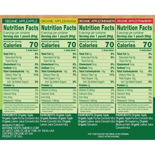 GoGo SqueeZ Organic Applesauce Pouches, Variety Pack, 3.2 oz., 24 ct.