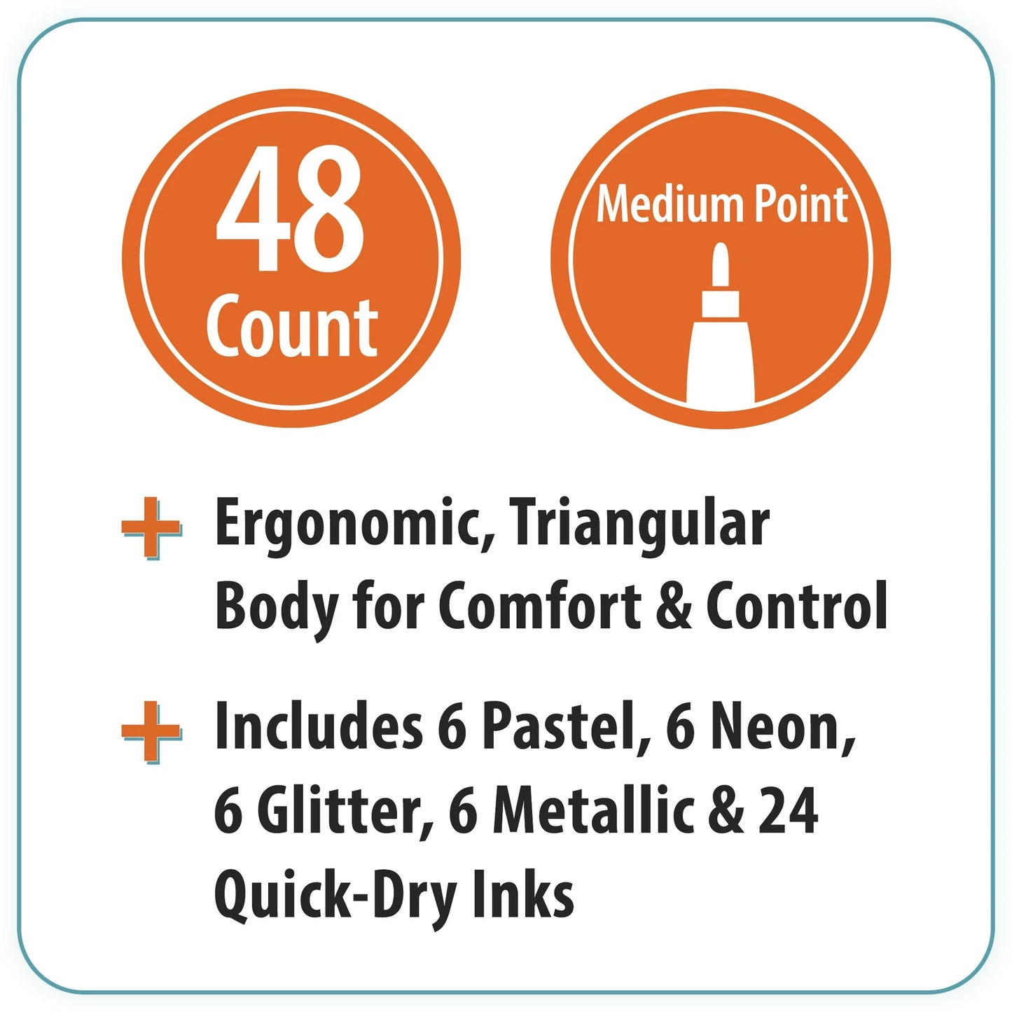 Pen+Gear Gel Stick Pens, Medium Point, 0.7 mm, Assorted Colors, 48 Count