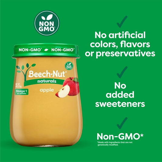 Beech-Nut Naturals Stage 1 Baby Food, Apple, 4 oz Jar