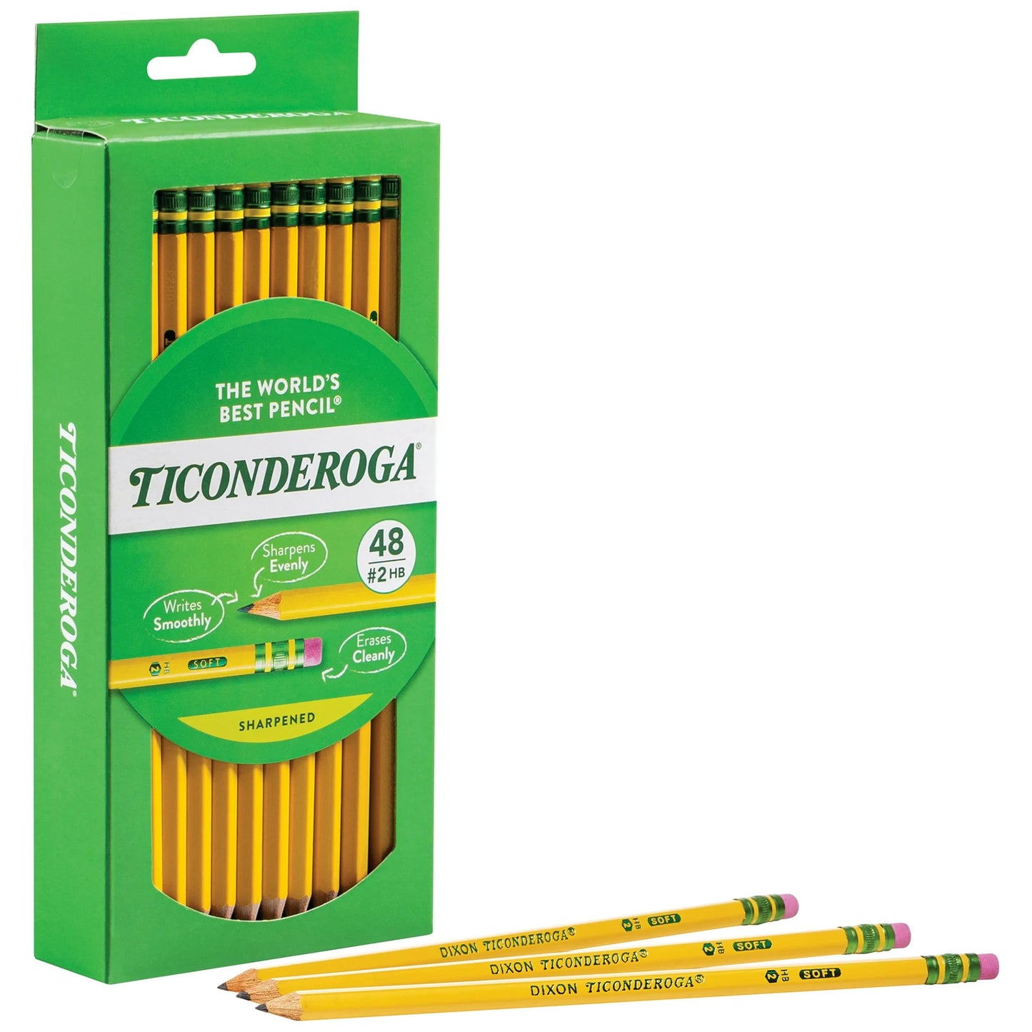 Ticonderoga Premium Wood Pencils, Sharpened #2 Lead, Yellow, 48 Count, 0.20 Lead Size