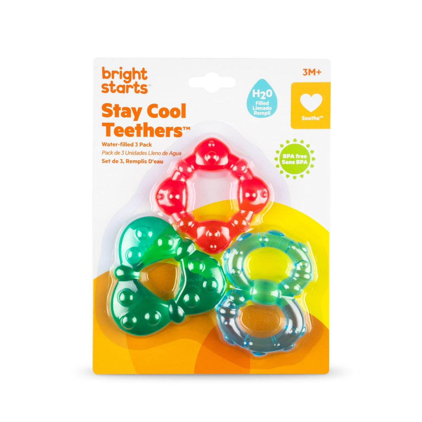 Bright Starts Stay Cool Water-Filled Chillable Teethers, Unisex, 3 Pack, Infants Ages 3 Months +