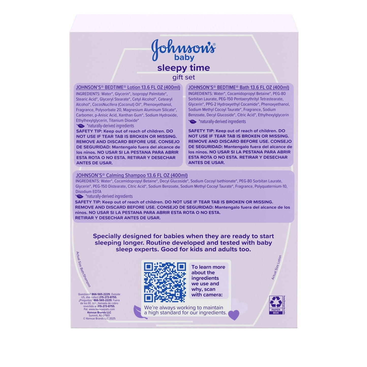 Image showing text about ingredients and details of a Baby gift set