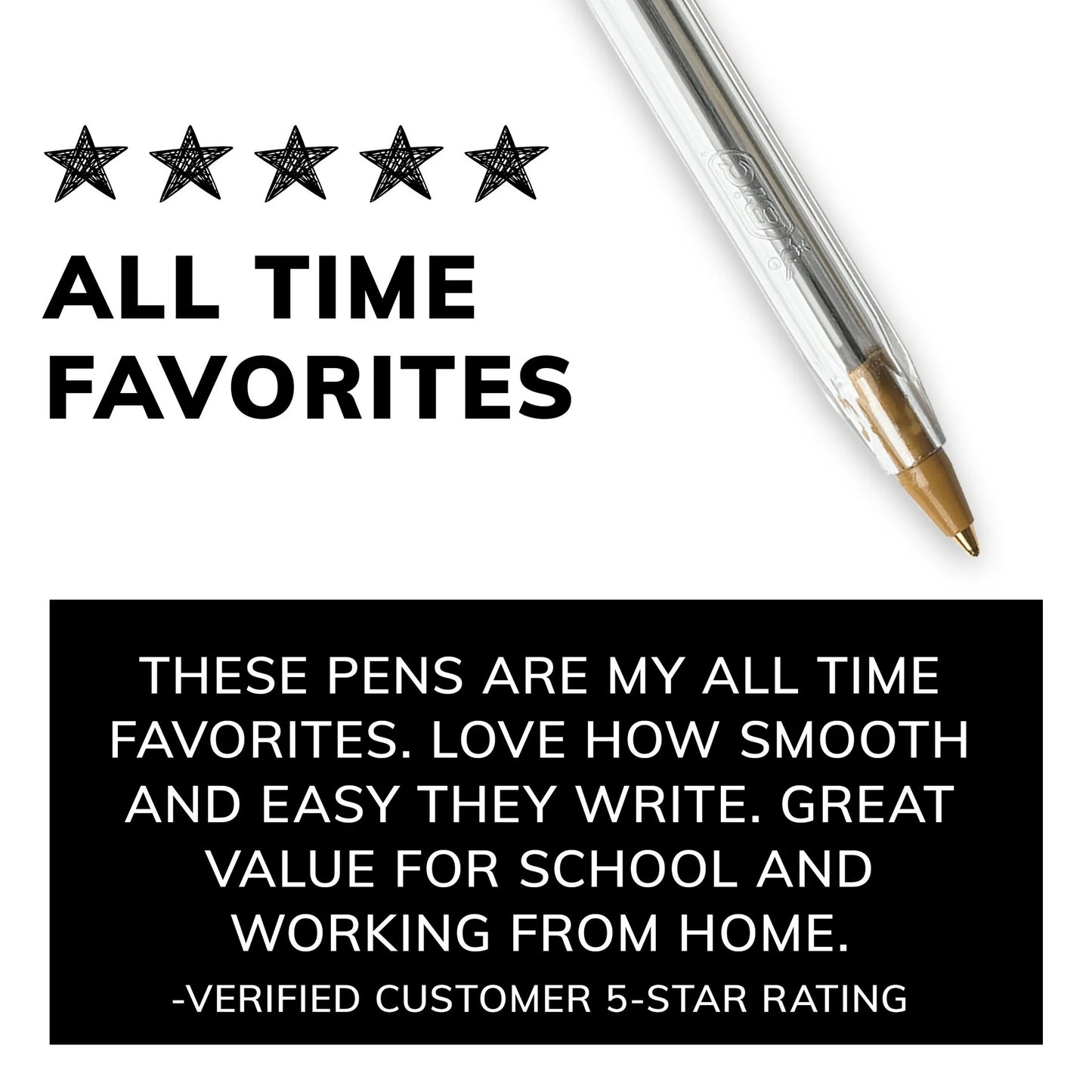 BIC Cristal Xtra Smooth Ballpoint Pen, Medium Point, 1.0 mm, Black Ink, 10 Count