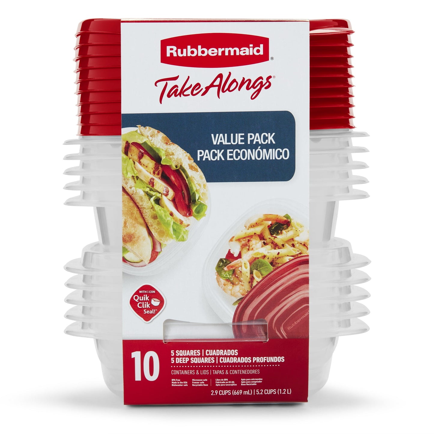 Rubbermaid TakeAlongs Food Storage Containers, Red