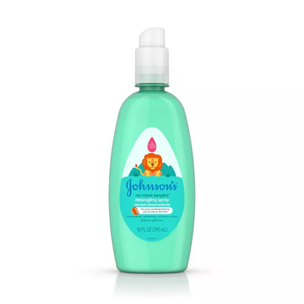 baby detangling spray bottle with lion logo on a white background