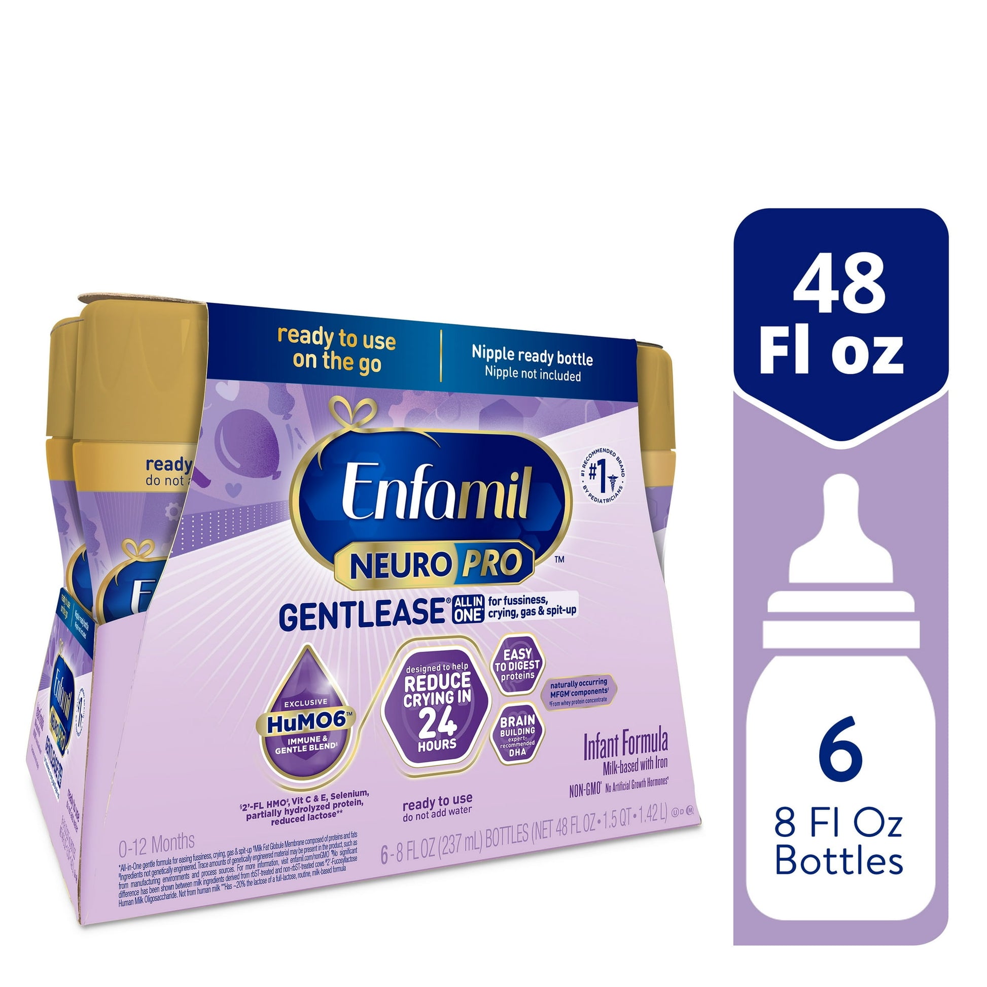 baby formula package with 48 fl oz container size on a white background