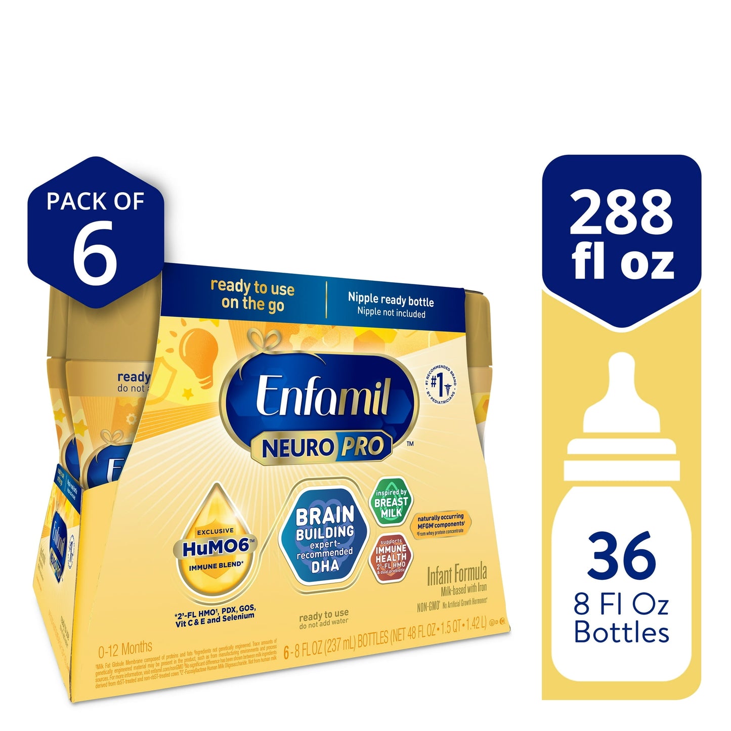 baby formula packaging with details on quantity and volume.