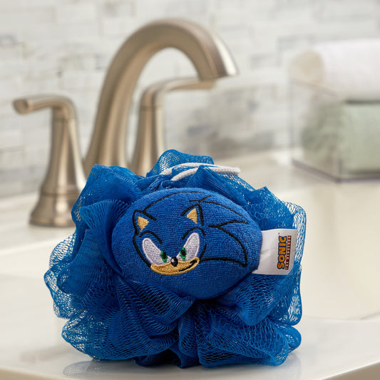 Sonic Kids Bath Loofah Pouf, Blue
