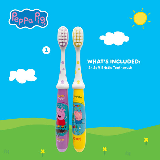 Equate Kids Peppa Pig Manual Toothbrush, Soft Bristles (2 Pack)