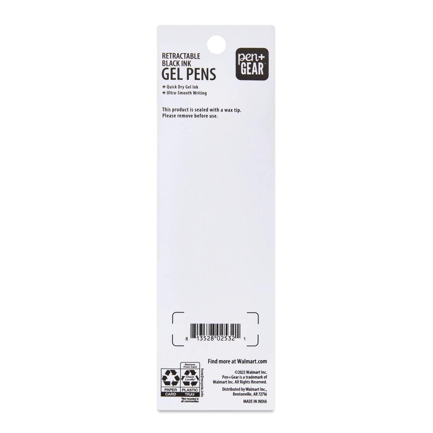 Pen+Gear Retractable Gel Pens, Medium Point, 0.7 mm, Black, 2 Count