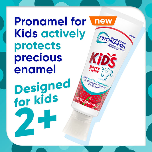 Sensodyne Pronamel Kids Toothpaste, Fluoride Anticavity Toothpaste, Cavity and Enamel Protection, for Ages 2+, Berry Twist Flavored, 4 oz