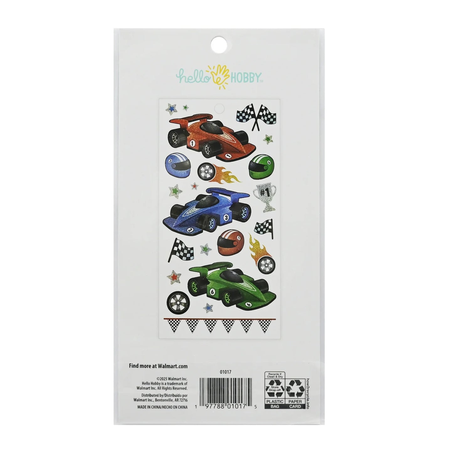 Hello Hobby Multicolor Race Car Themed Stickers, 22 Count