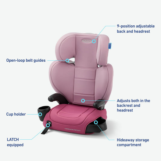 Graco TurboBooster Stretch2Fit Booster Car Seat, Rosalie