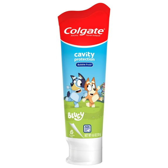 children's toothpaste tube with cartoon characters on a white background