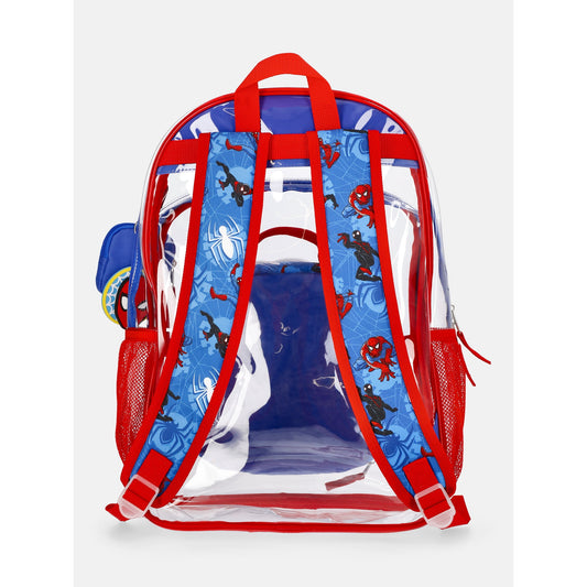 Children's clear backpack bundle with lunch kit, reusable bottle, storage pouch, and school accessories