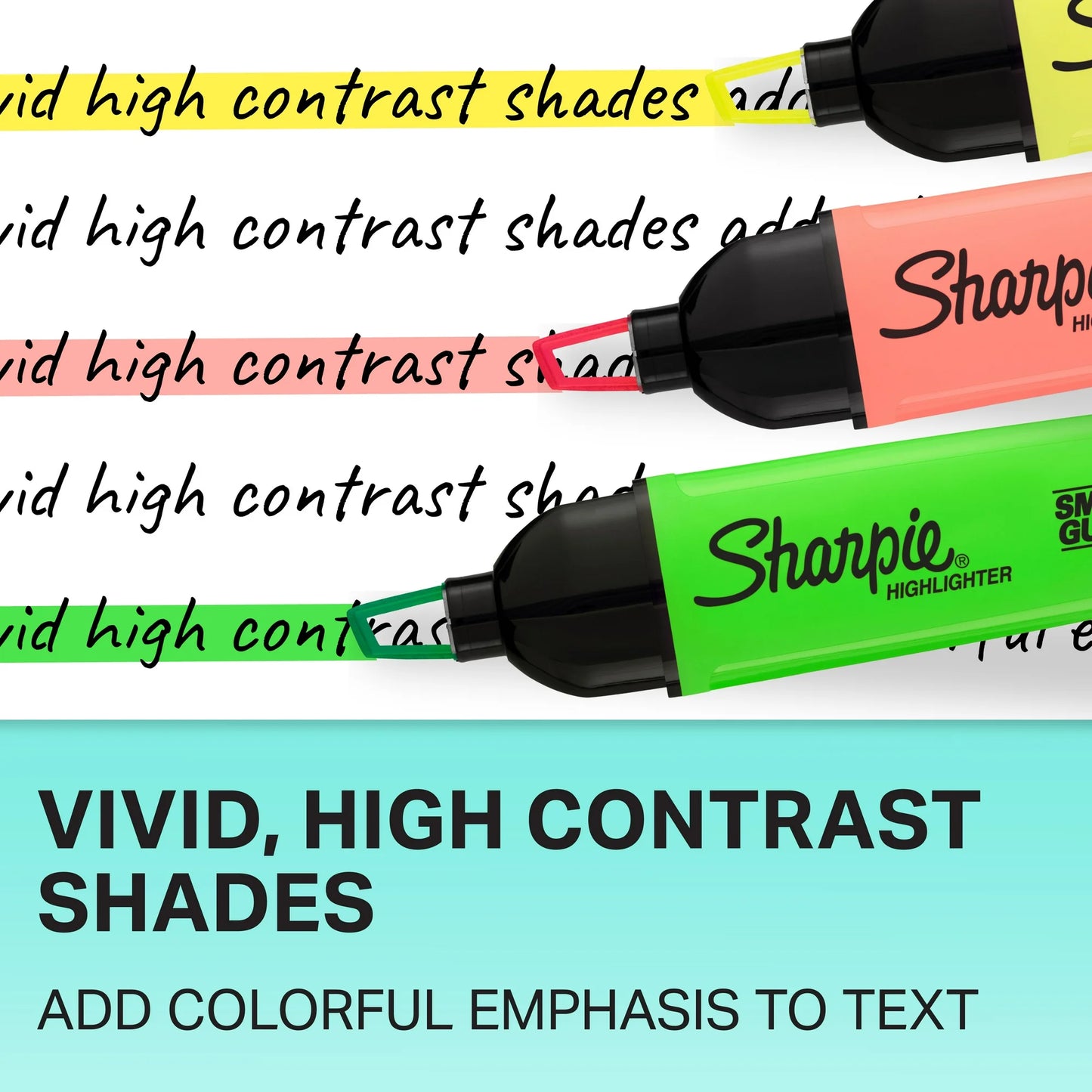 Sharpie Highlighter, Clear View Highlighter with See-Through Chisel Tip, Tank Highlighter, Assorted, 3 Count