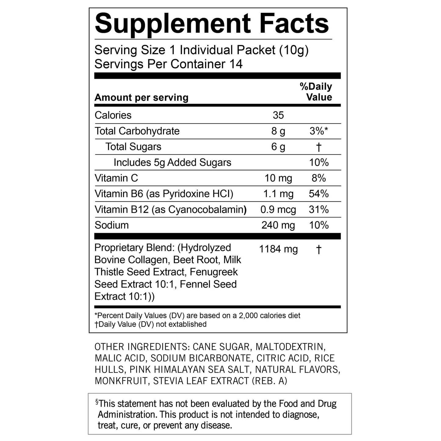 Image displaying text about the details of a Lactation support drink mix