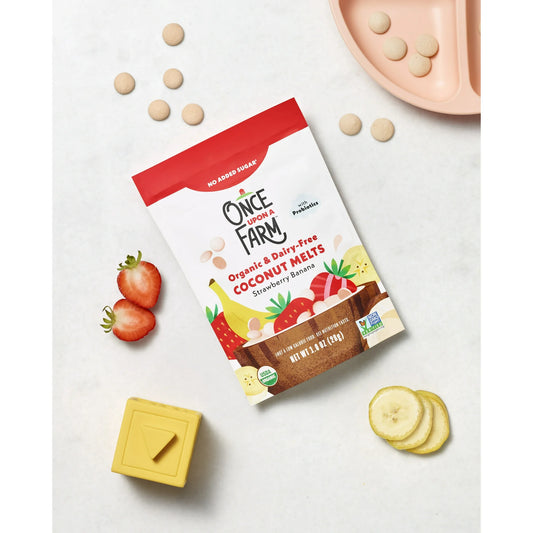 Once Upon a Farm Organic Coconut Melts, Strawberry Banana, 1oz Bag