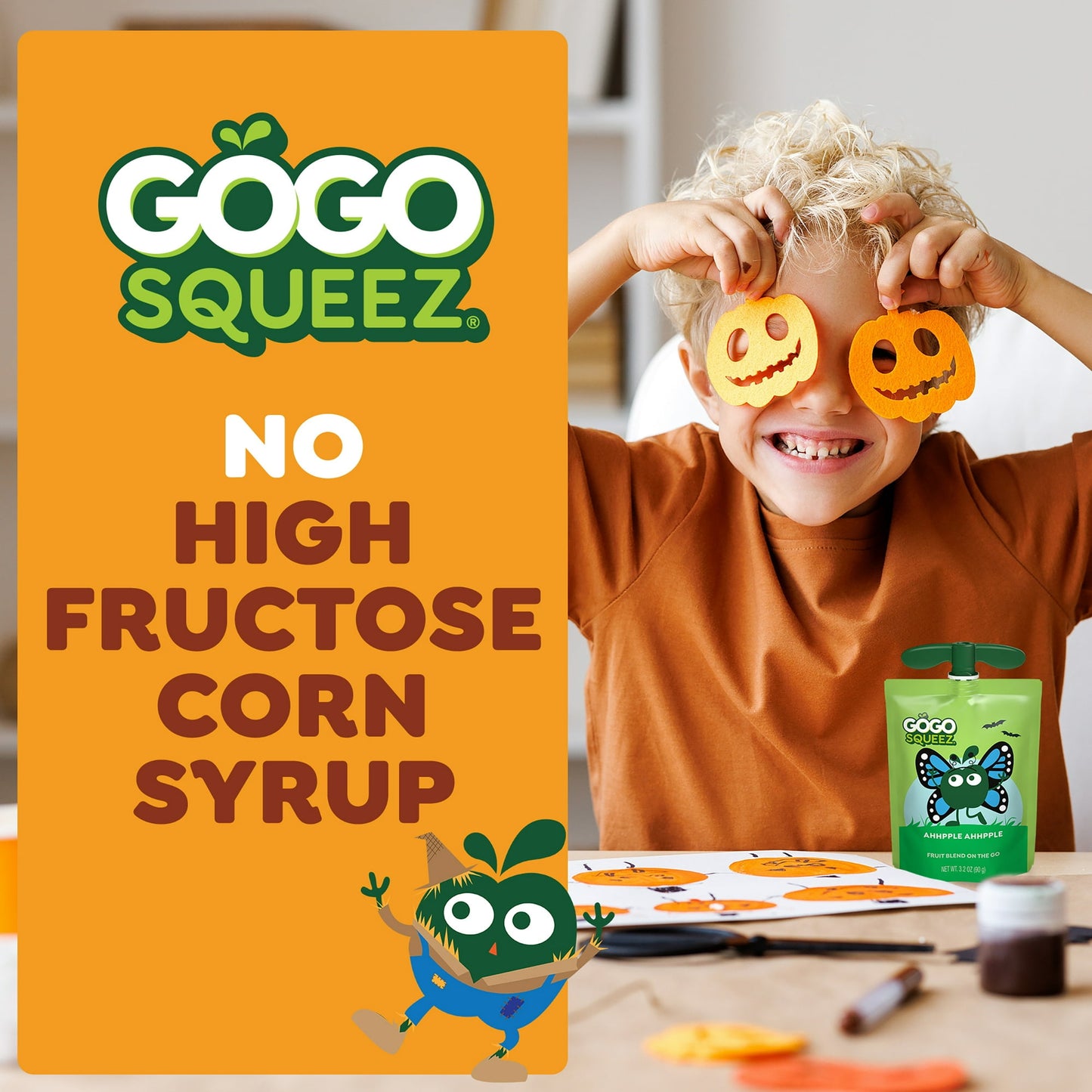 GoGo Squeez No Sugar Added, Halloween Variety Pack, Apple Pumpkin Spice, 3.2oz 20 Pouches