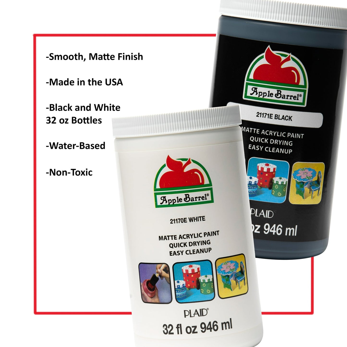 Apple Barrel 21170E Acrylic Craft Paint, Matte Finish, 32 fl oz