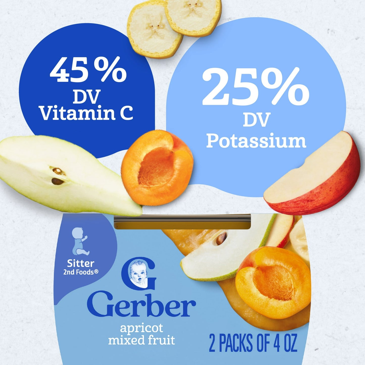 Gerber 2nd Foods Natural for Baby Baby Food, Apricot Mixed Fruit, 4 oz Tubs (2 Pack)