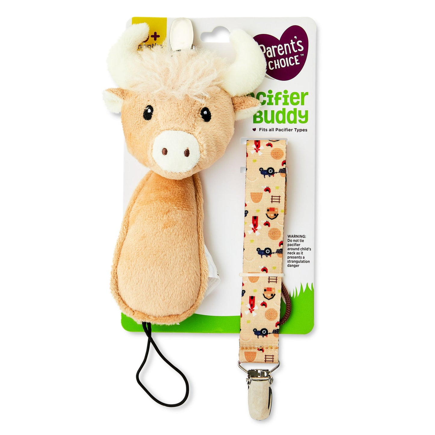 Parent's Choice Pacifier Buddy & Clip, Cow