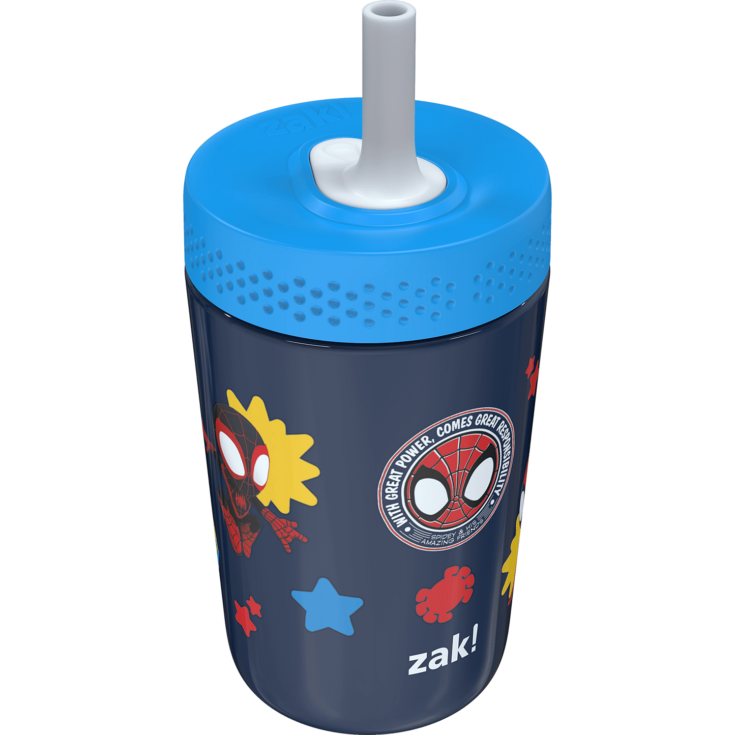 Zak Designs 12oz Kids Straw Tumbler, Stainless Steel Vacuum Insulated Kincaid Tumbler with Silicone Straw Utilizing Leak-Proof Valve, Travel Straw Tumbler