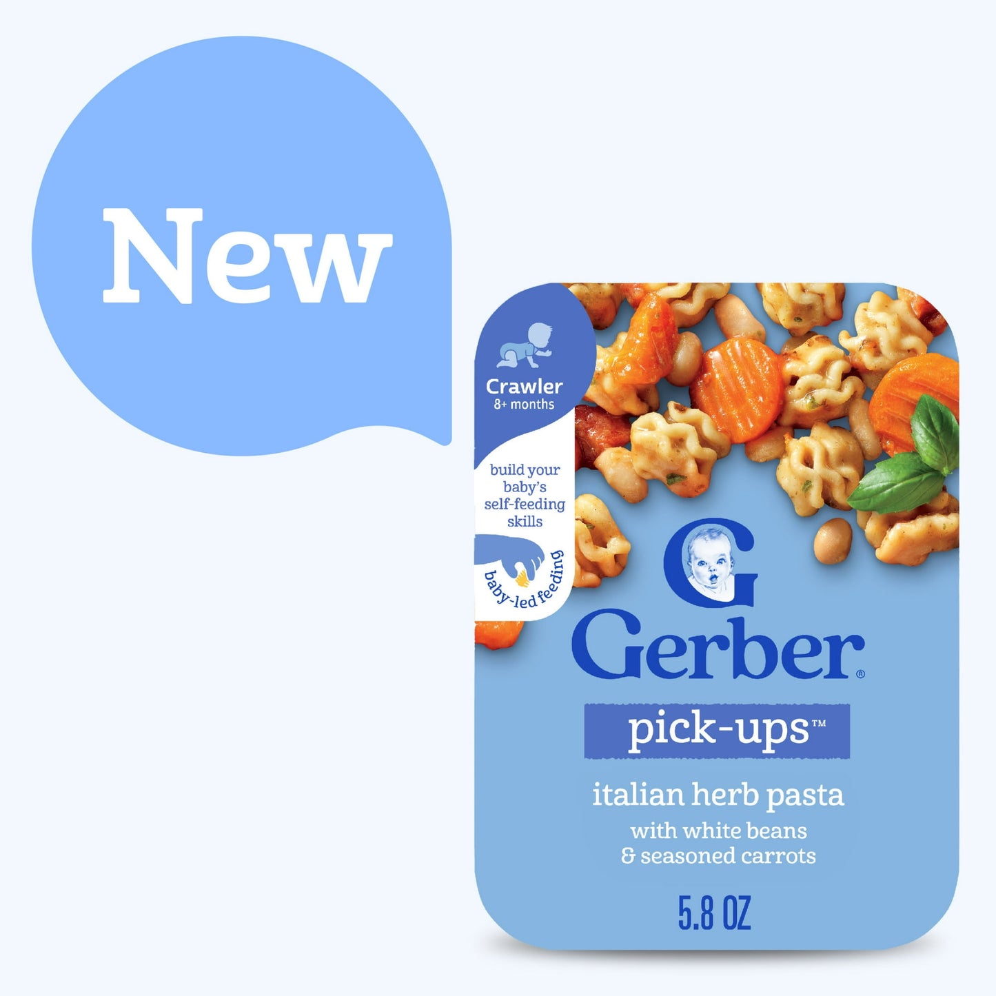 (4 pack) Gerber Stage 3 Baby Food, Italian Herb Pasta, Pick-Ups, Baby Led Feeding 5.8 oz