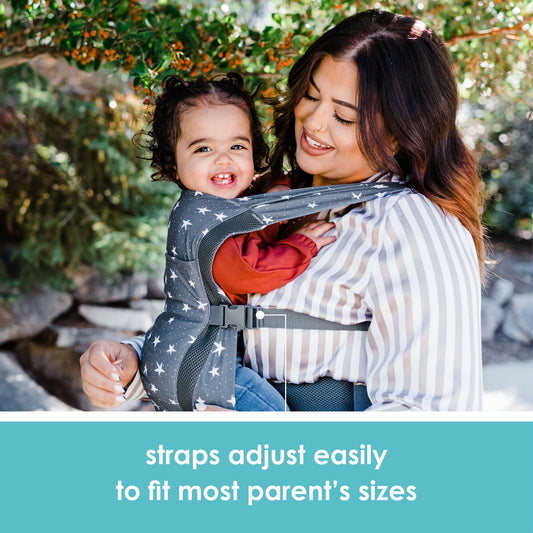 Image displaying text and a woman carrying a baby in a baby carrie