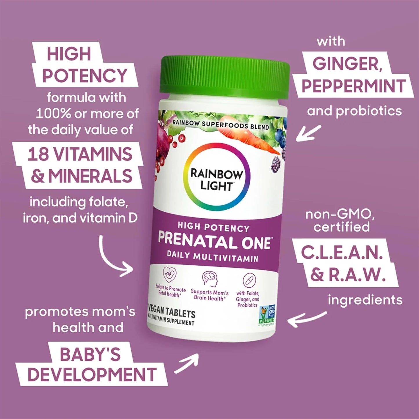 Rainbow Light Prenatal Daily Duo Multivitamin Dietary Supplement Tablets and Softgels - 60ct