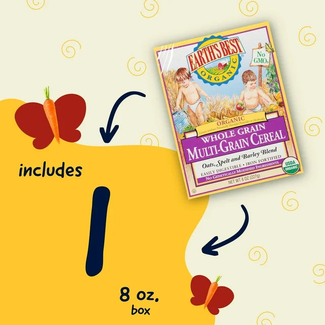 Earth's Best Organic Infant Cereal, Whole Multi-Grain, 8 oz. Box