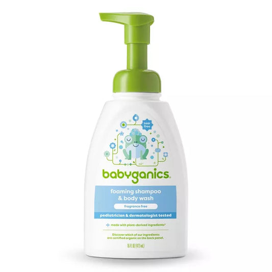 foaming shampoo & body wash bottle on a white background