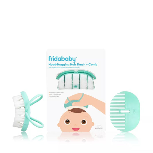 head-hugging hair brush and comb set on a white background