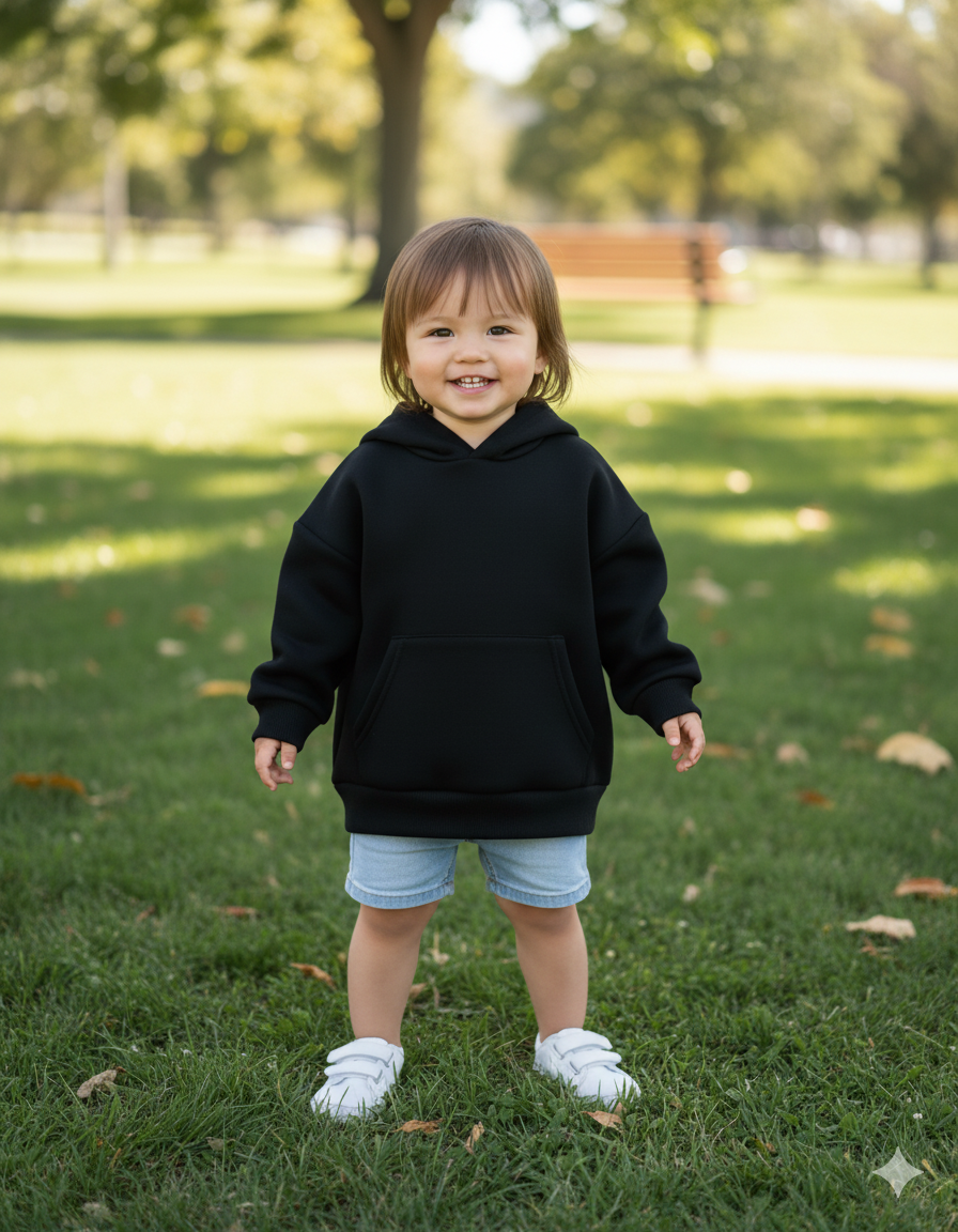Premium Cozy Kids Hoodie –Toddler Sponge Fleece Pullover - Black | Hoodie Sweatshirt Soft, Warm & Everyday Comfort