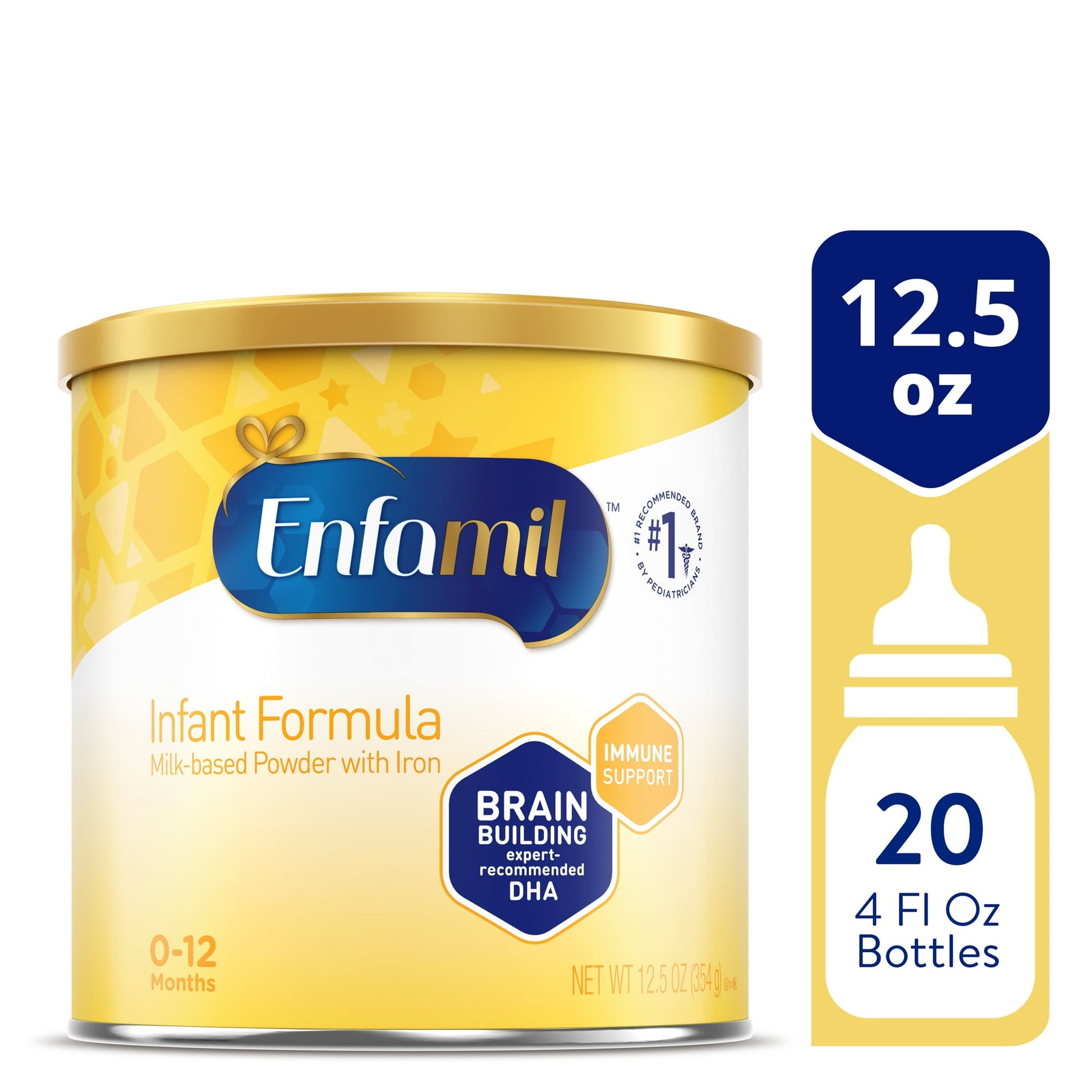 infant formula can with packaging details on a white background
