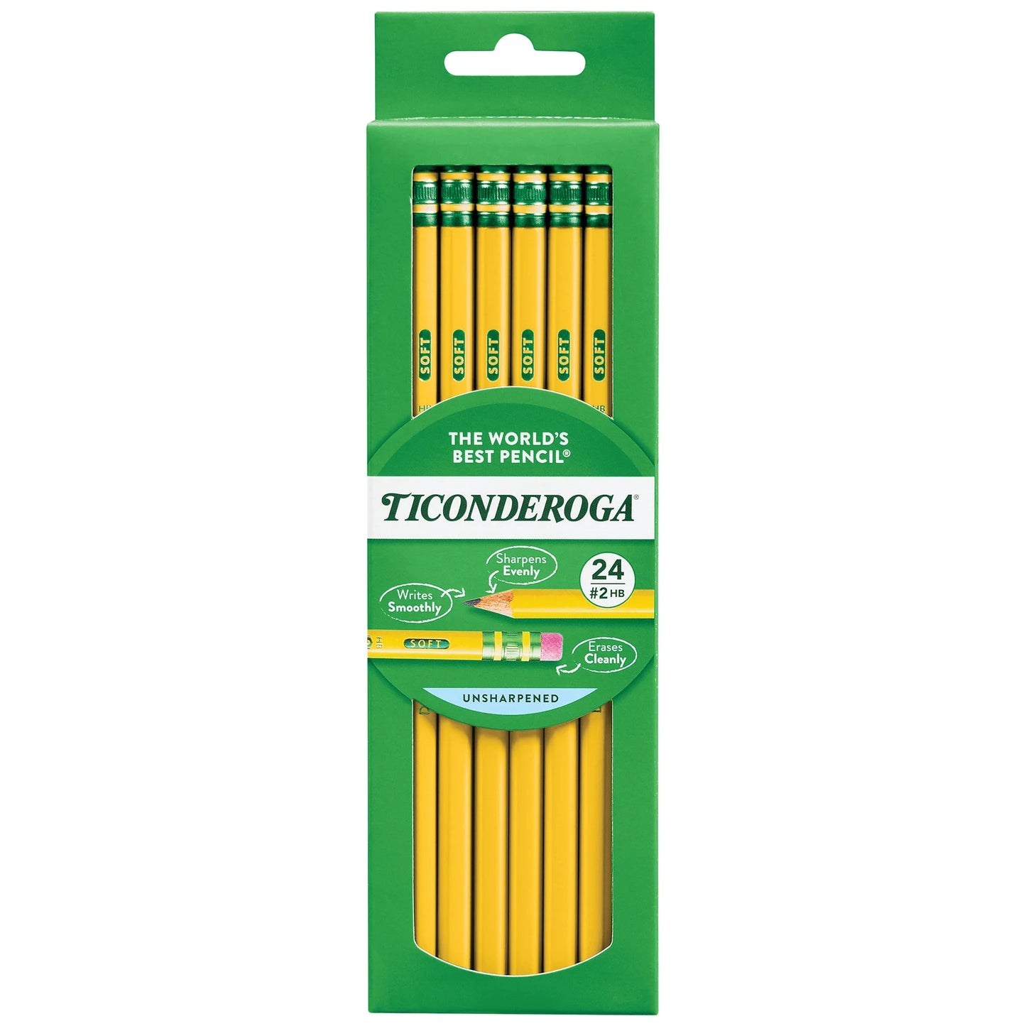 pencil set with green packaging on a white background