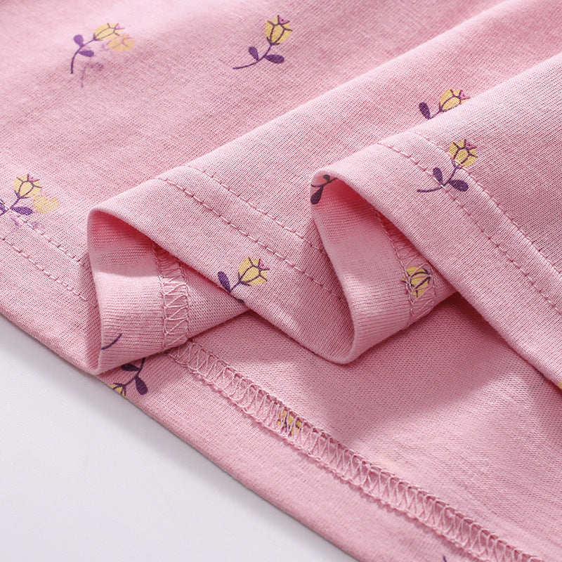 Summer Arrival Animals Cartoon Pattern Short Sleeves Floral Dress for Stylish Girls-3