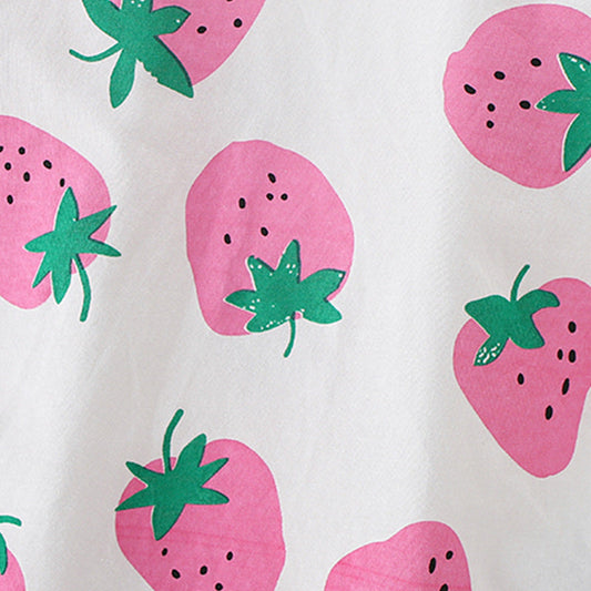 Summer Baby Kids Strawberry Fruits Pattern T-shirt and Shorts Clothing Set for Girls-1